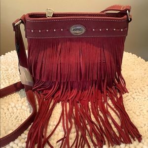 Leather & Suede Fringe Handbag/Crossbody NWT